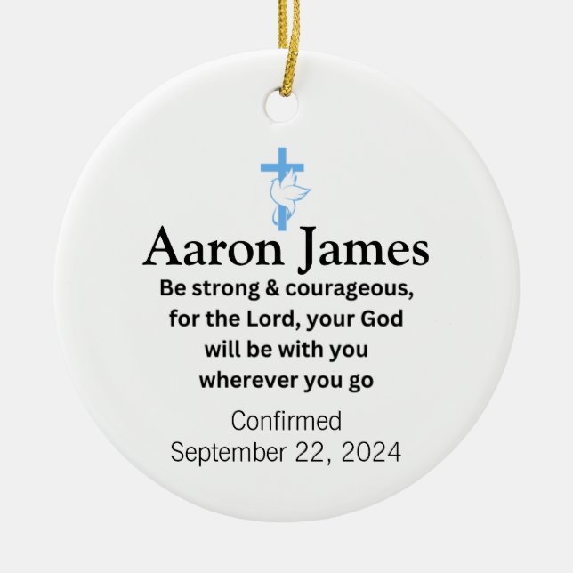 Confirmation Ceramic Ornament Gifts for Boys (Front)