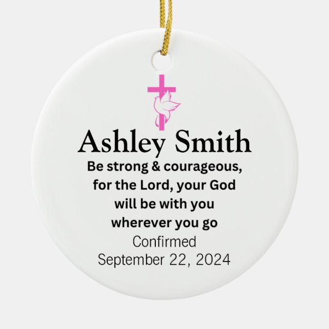 Confirmation Ceramic Ornament Gifts for Girls (Front)