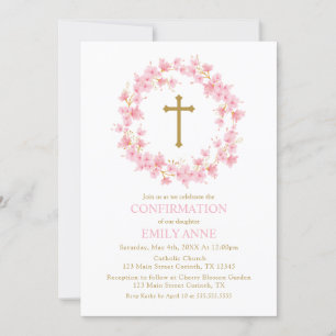 Confirmation Cherry Blossom floral Invitation 
