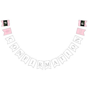 Confirmation Cross Girl Pink Photo Bunting Banner