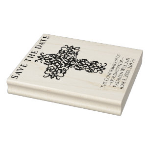 Confirmation Cross Save the Date Christian Rubber Stamp