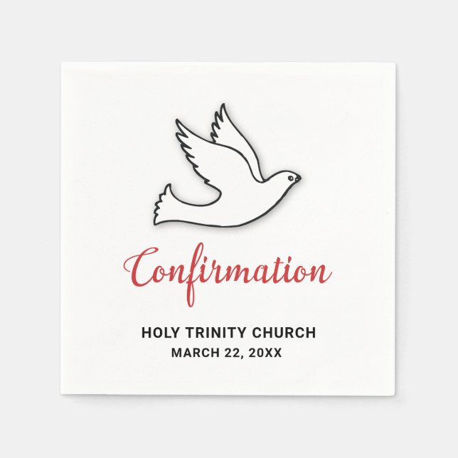 Confirmation Customise Dove with Red Napkin (Front)