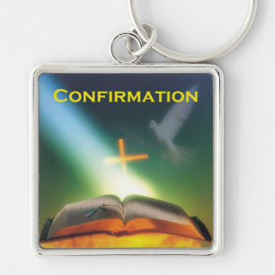 Confirmation Dove, Bible, Cross Key Ring