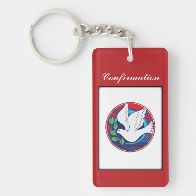 Confirmation, Dove Colourful, Vertical Gift Items Key Ring (Front)