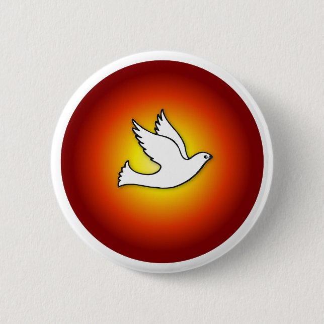 Confirmation Dove with Gold, Red Rays 6 Cm Round Badge (Front)