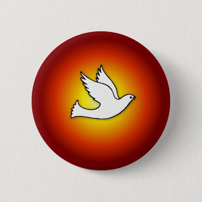 Confirmation Dove with Gold, Red Rays 6 Cm Round Badge (Front)