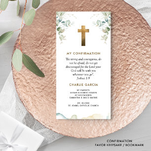 Confirmation Favour, Boy or Girl, Greenery Bookmar Thank You Card