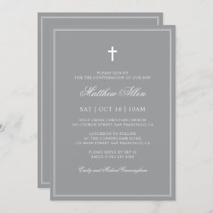 Confirmation For Him   Elegant Classic Cross Invitation