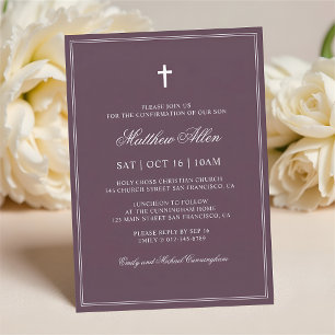 Confirmation For Him Elegant Classic Cross Invitation