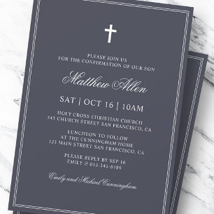 Confirmation For Him Elegant Classic Cross Invitation