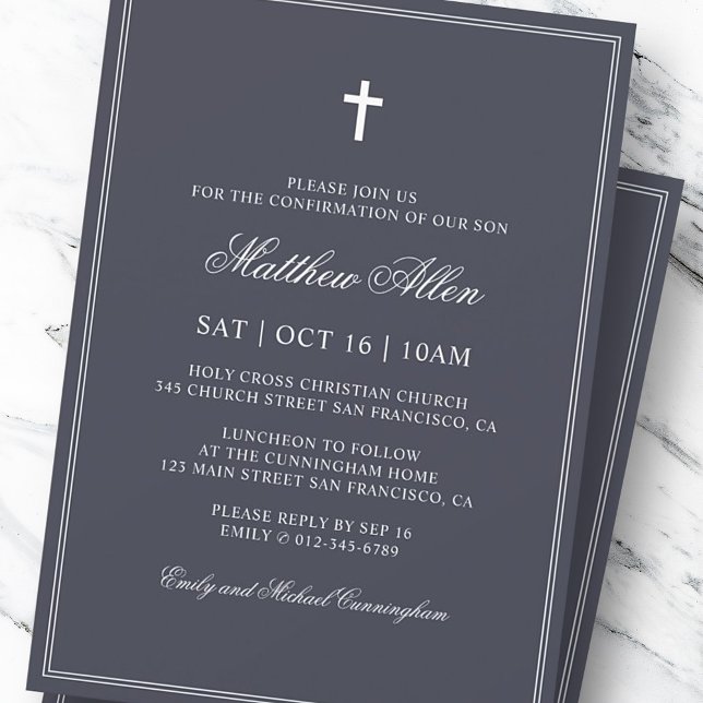 Confirmation For Him | Elegant Classic Cross Invitation (Creator Uploaded)