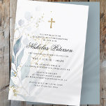 Confirmation For Him | Foliage Gold Cross Invitation<br><div class="desc">Design is composed of watercolor foliage leaf leaves botanicals and faux gold cross

Available here:
http://www.zazzle.com/store/selectpartysupplies</div>