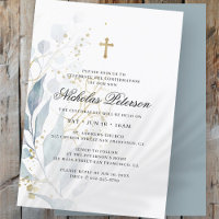 Confirmation For Him | Foliage Gold Cross