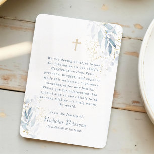 Confirmation For Modern Foliage Gold Cross Thank You Card