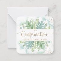 Confirmation Greenery and Watercolor Favour Note 