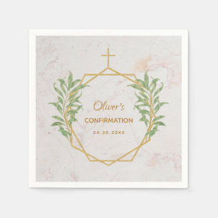 Confirmation Greenery Botanical Gold Geometric Napkin