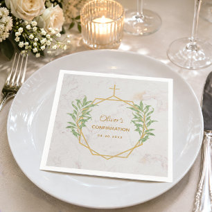 Confirmation Greenery Botanical Gold Geometric Napkin