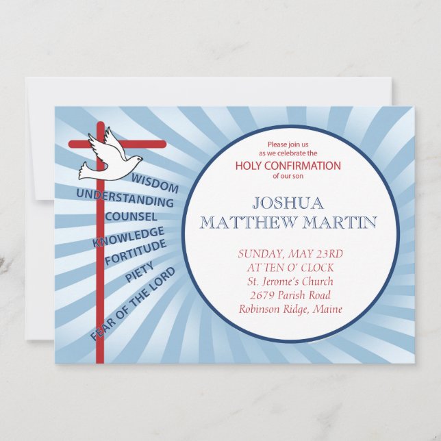 Confirmation Invitation Blue Rays (Front)