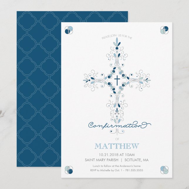 Confirmation Invitation - Catholic Ceremony Invite (Front/Back)