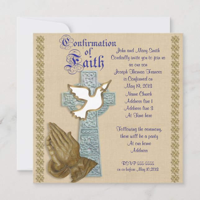 Confirmation Invitation Celtic cross (Front)