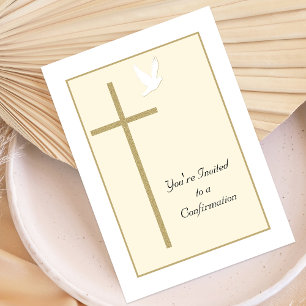 Confirmation Invitation Cross and Dove