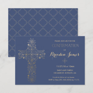 Confirmation Invitation - Gold Cross Invite