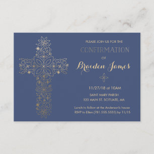 Confirmation Invitation - Gold Cross Invite