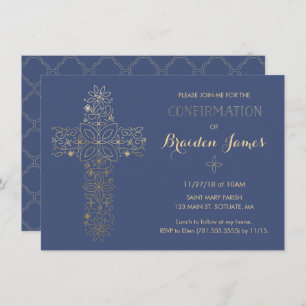 Confirmation Invitation - Gold Cross Invite