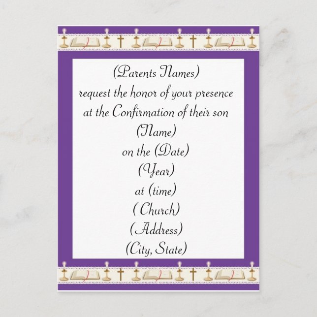 Confirmation Invitation Postcard (Front)