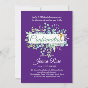 Confirmation Invitations Eucalyptus Greenery Budge