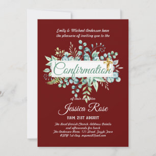 Confirmation Invitations Eucalyptus Greenery Budge