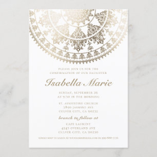 Confirmation Invitations Gold Foil Mandala