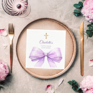 Confirmation lavender bow cross luncheon napkin