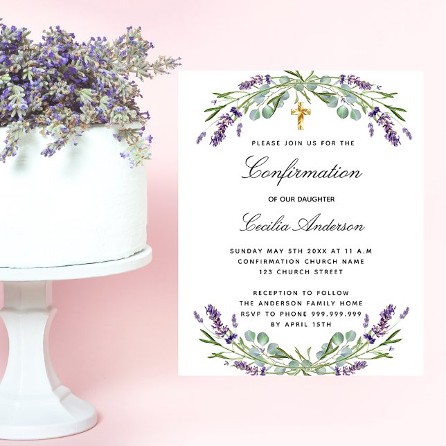Confirmation lavender floral budget invitation flyer (Creator Uploaded)
