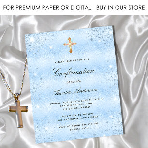 Confirmation light blue boy invitation