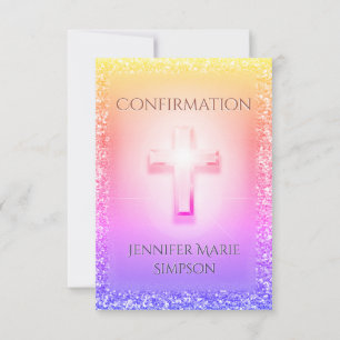 Confirmation Light Rainbow Cross Invitation