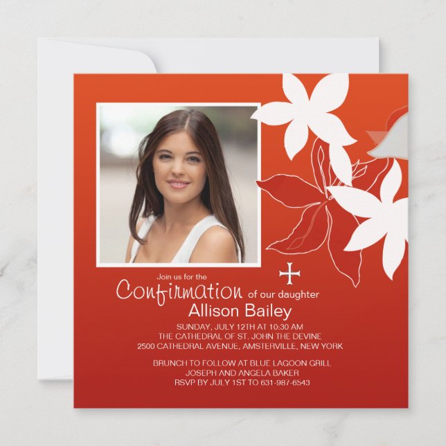 Confirmation Lily Religious Photo Invitation (Front)