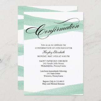 Confirmation, Mint Green Watercolor Invitation
