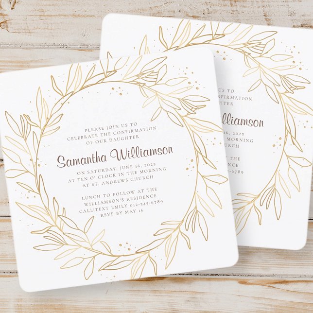 Confirmation Modern Gold Foliage Invitation (Creator Uploaded)