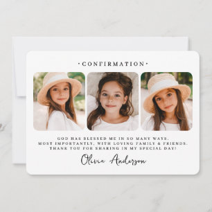Confirmation Modern Simple Chic Photo Thank You Card