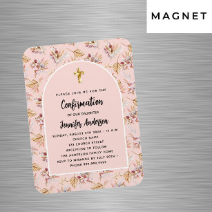 Confirmation pampas floral rose gold invitation magnet