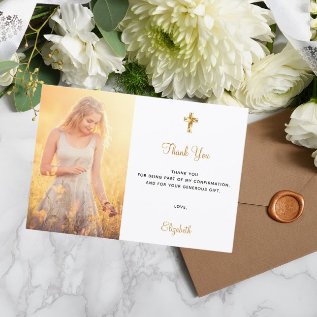 Confirmation photo cross thank you card (Creator Uploaded)