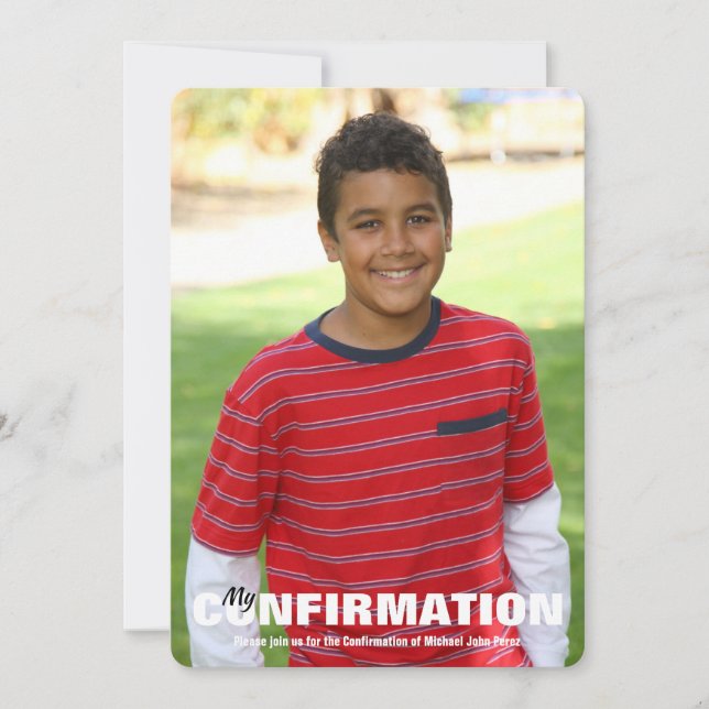 Confirmation Photo Invitation  YOU PICK BACK COLOR (Front)