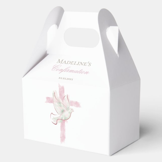 Confirmation pink cross favour box (Front)