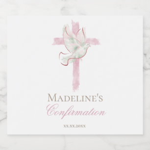 Confirmation pink cross liquor bottle label