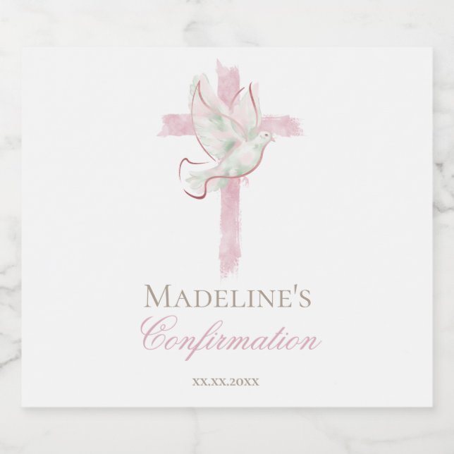 Confirmation pink cross liquor bottle label (Single Label)