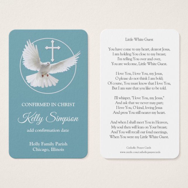 Confirmation Prayer | White Dove (Front & Back)