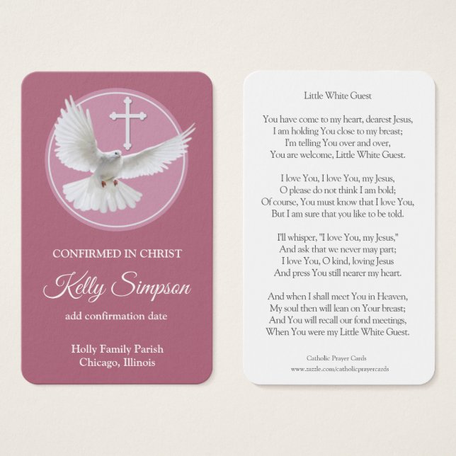 Confirmation Prayer | White Dove 1 (Front & Back)