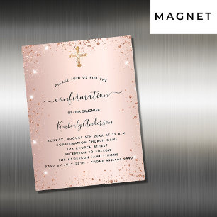 Confirmation rose gold blush luxury magnetic invitation
