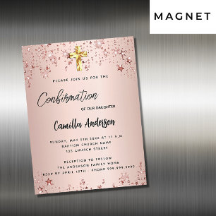Confirmation rose gold stars girl luxury magnetic invitation